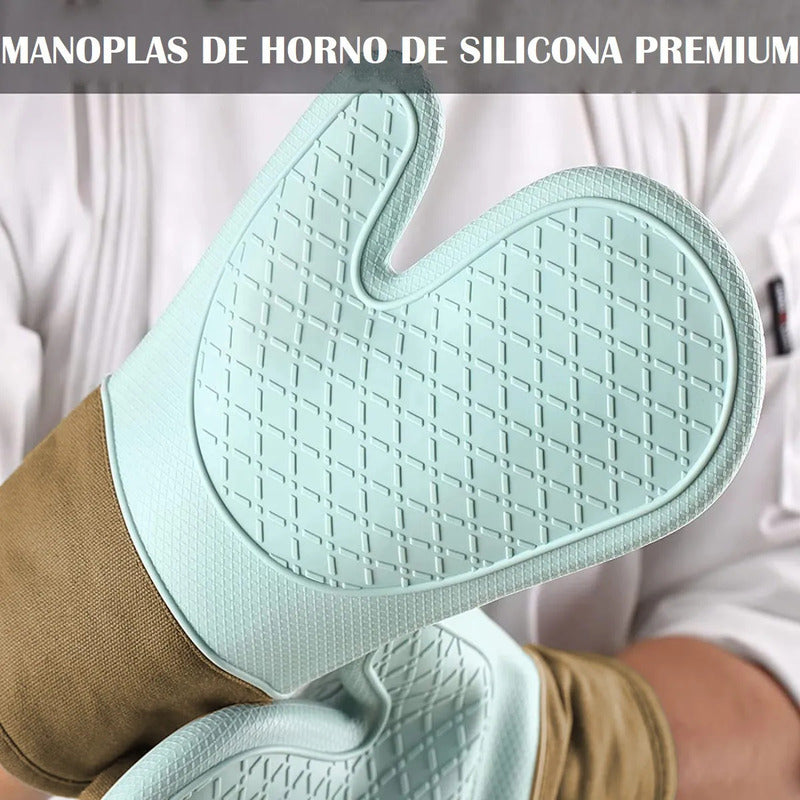 Guantes Para Horno Toma Ollas Guantes De Silicona Guante De Cocina Algodon Okshop Protector De Silicona Flexible 27 Cm Pack 2 Toma Olla Guante Silicona Manopla Turqueza/marron