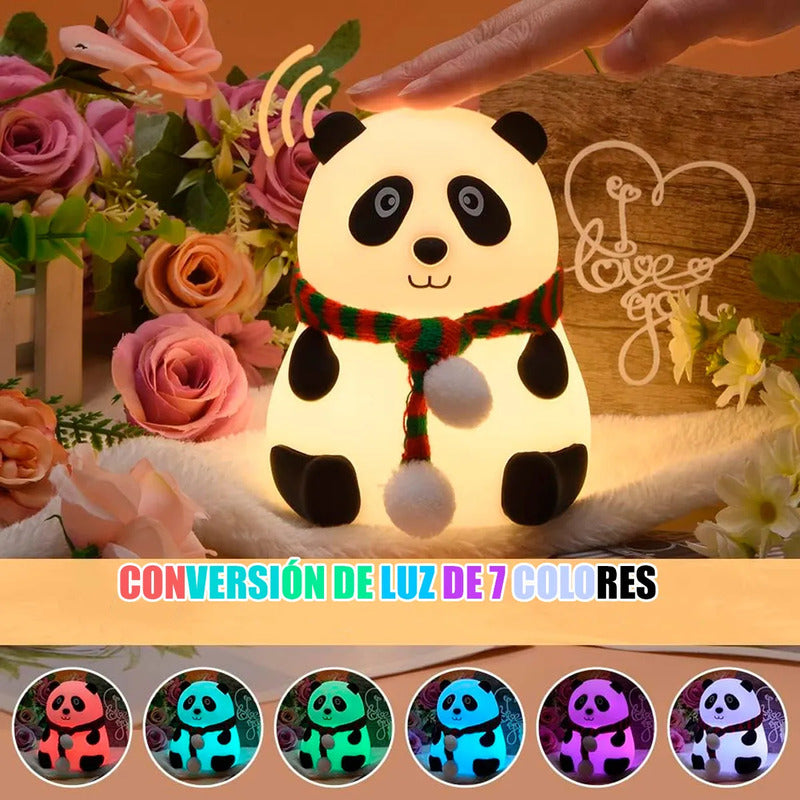 Lampara De Mesa Lampara Mesa Panda Lampara Silicona Lamparas De Sobremesa 7 Colores Pack 2 Lampara De Noche Usb 5v Lampara Escritorio Inalambrica Silicona Flexible Led Recargable Okshop