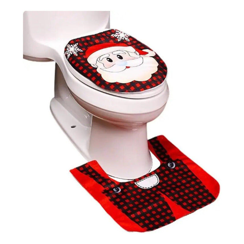 Set De Fundas Navideñas Juego De Baño Decoracion Navidad 2pz Diseño Santa