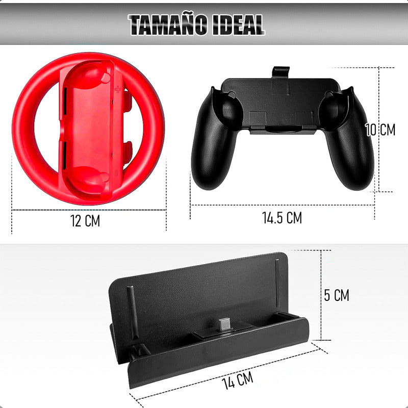 Accesorios Nintendo Switch Funda Control Accesorios 10 En 1 Negro