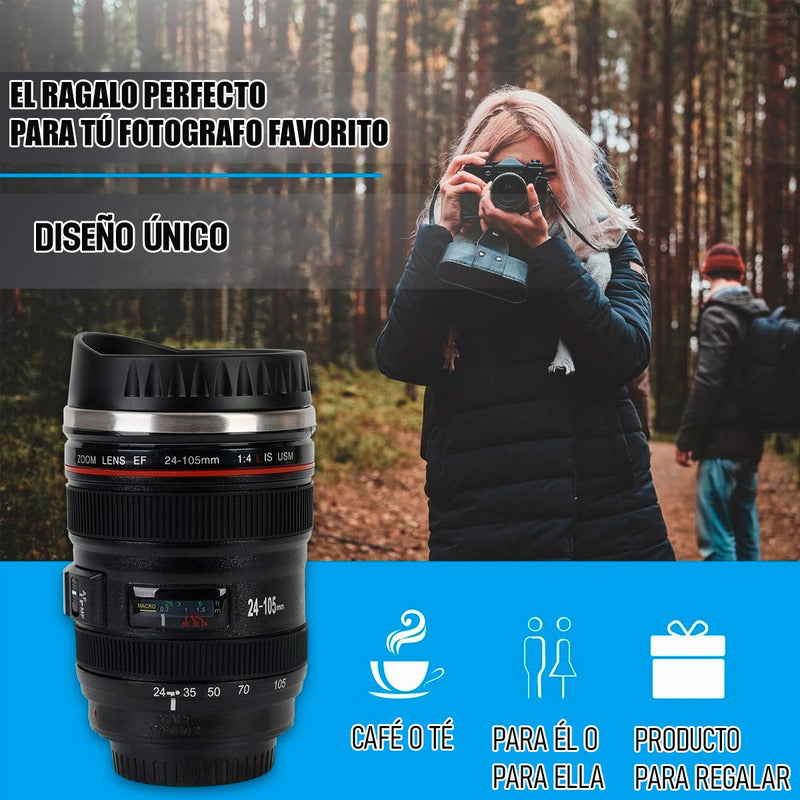 Tazon Taza Mug Vaso Lente Camara Termico Coffe Vaso Camara