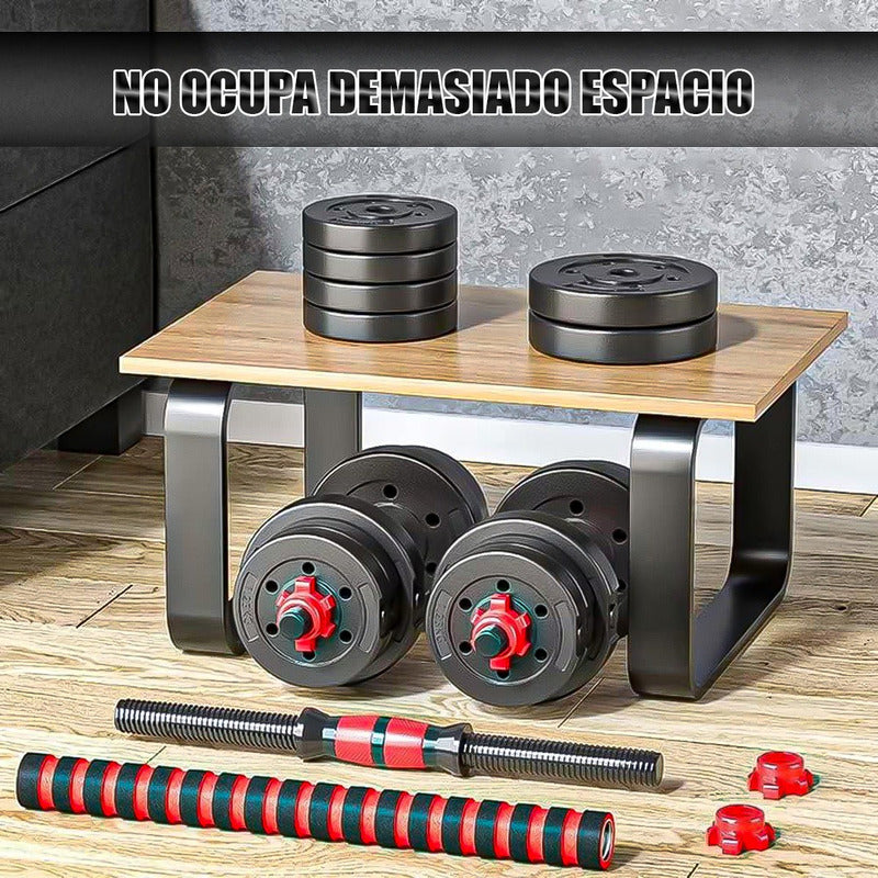Set Pesas Ajustable Kit De Mancuernas Pack Mancuernas 10kg Negro