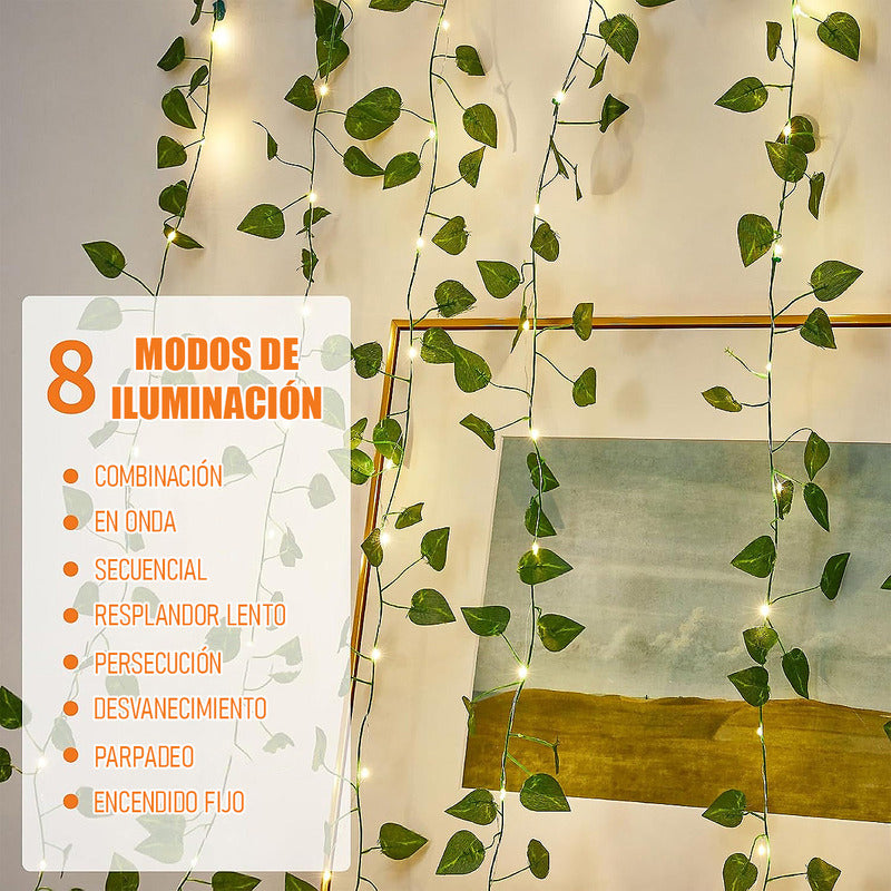Luces Navidad Solar Guirnalda Luces Solares Luces De Hojas Amarillo