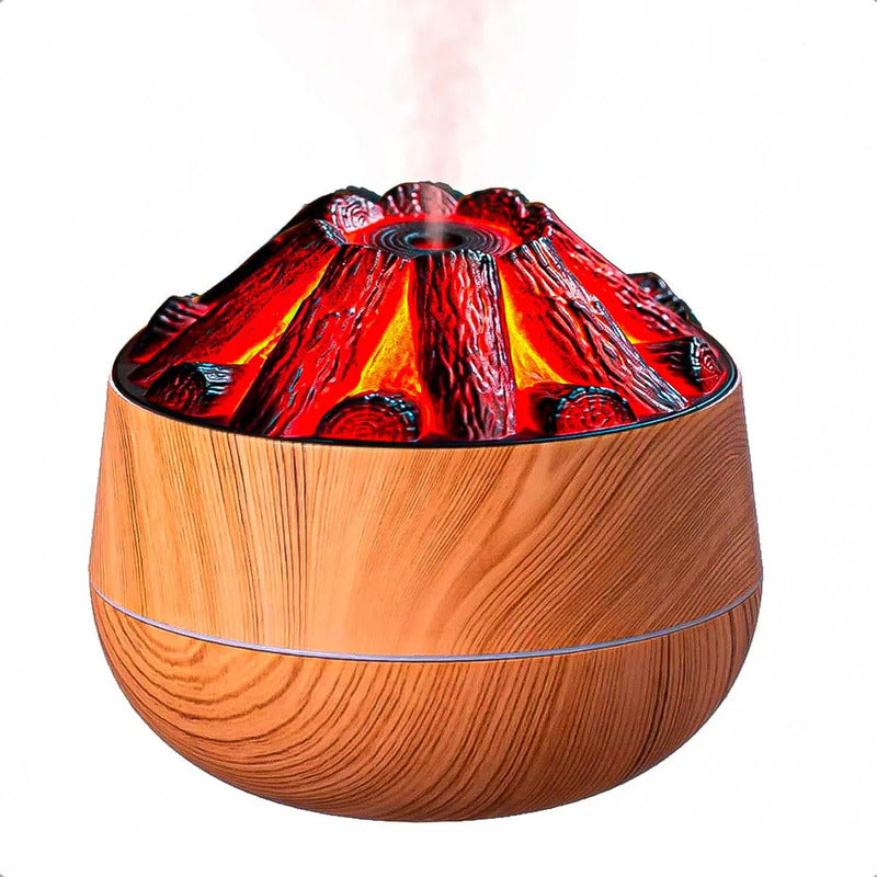 Humidificador Y Difusor De Aromas Con Luz De Llama Led Para Ambiente Cálido Marrón Claro