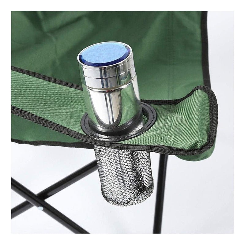 Silla Plegable Silla De Playa Camping Porta Vaso Portatil Color Azul Oscuro