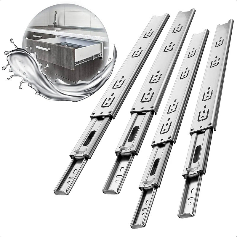 Pack De 2 Correderas Telescópicas De Acero Para Cajones De 30 Cm Con Tornillos Gris