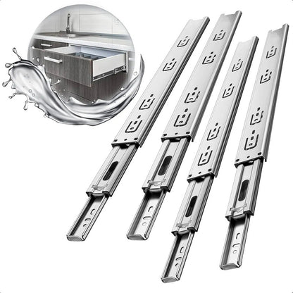 Pack De 2 Correderas Telescópicas De Acero Para Cajones De 30 Cm Con Tornillos Gris