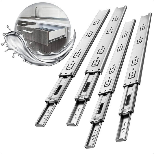 Pack De 2 Correderas Telescópicas De Acero Para Cajones De 30 Cm Con Tornillos Gris