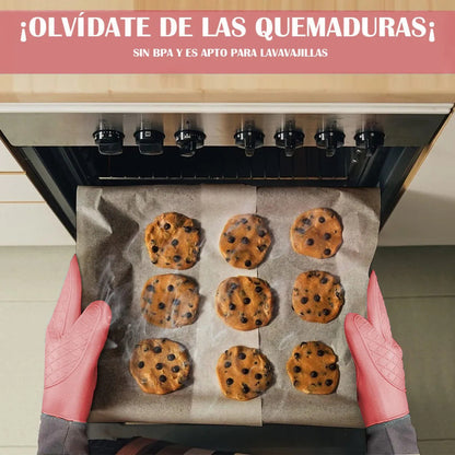 Guantes Para Horno Toma Ollas Guantes De Silicona Guante De Cocina Algodon Okshop Protector De Silicona Flexible 27 Cm Pack 2 Toma Olla Guante Silicona Manopla Rosa