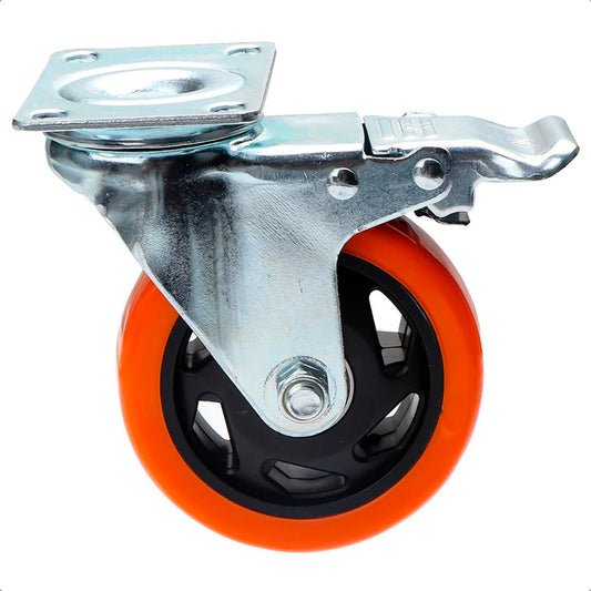 Ruedas Giratorias Para Carros Ruedas Muebles Rueda Con Freno Naranja/metal