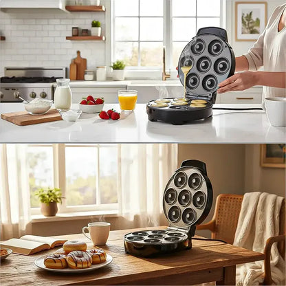 Máquina Para Hacer Mini Donas Okshop Con 7 Cavidades Y Antiadherente Negro