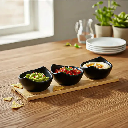 Set 3 Bowl Ceramica Aperitivos Bandeja Wayu Aperitivo Cuenco Negro