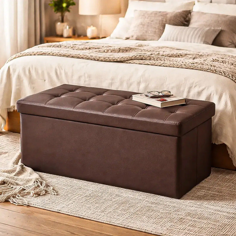 Banqueta Puff Banqueta Baul Puff Puff Organizador Banco Baul Marrón Oscuro