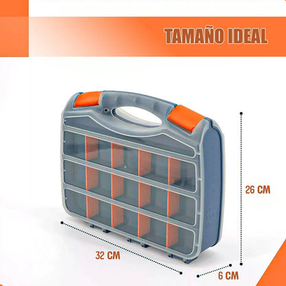 Caja Organizadora Tornillos 15 Compartimentos Okshop Plástico Gris