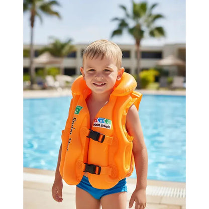 Chaleco Salvavidas Inflable Infantil Naranja Con Arnés De Okshop
