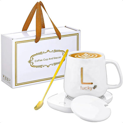 Taza Con Calentador Tazón Tazas De Te Tazas Electrica Tazas Capuccino Vidrio Templado Oficina Pack 4 Taza Cafe Espresso Ceramica 420ml Tazon Calentador Termostatica Blanco Okshop