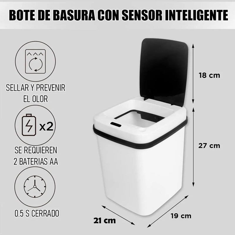 Basurero Con Sensor Basurero Automatico Papelera Inteligente Basurero Cocina Plastico Manual Okshop Cubo De Basura Inteligente Papelero Basurero Automático Papelera De Sensor Automatico Blanco