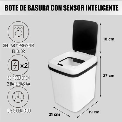 Basurero Con Sensor Basurero Automatico Papelera Inteligente Basurero Cocina Plastico Manual Okshop Cubo De Basura Inteligente Papelero Basurero Automático Papelera De Sensor Automatico Blanco