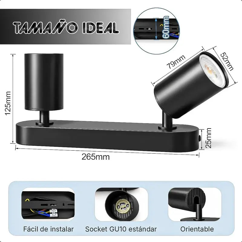 Lampara Led Techo Foco De Techo Gu10 Lámpara Techo Giratorio Negro Okshop Foco Spot Doble Techo Orientable 2 Luces Gu10 Foco Dirigible Doble De Techo Gu10 Lámpara De Techo 2 Luces Lampara Pared Okshop