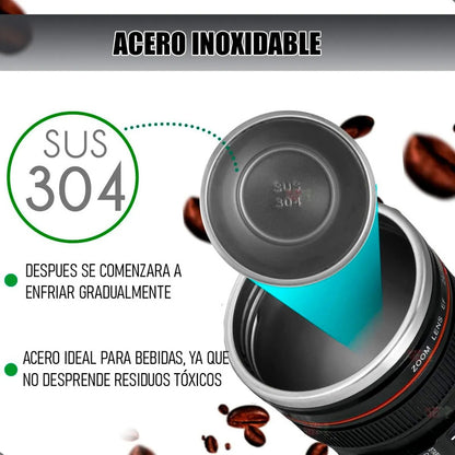 Tazon Taza Mug Vaso Lente Camara Termico Coffe Vaso Camara Tazones Grandes Acero Inoxidable 350ml Okshop Taza Caffé Plastica Tipo Camara Vaso Cafe Abs Vasos Para Cafe Negro/lente