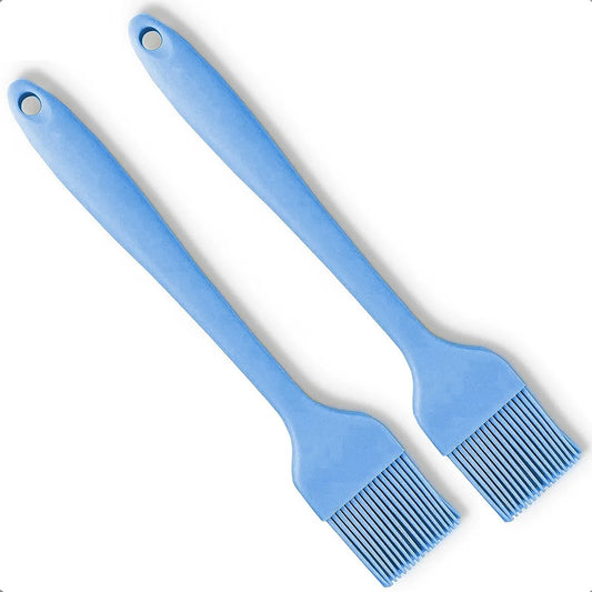 Brochas De Silicona Okshop Azul 27cm Pincel Repostería Aptas Lavavajillas X2