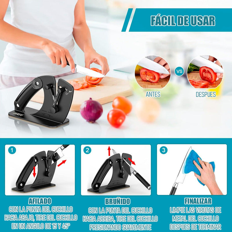 Afilador De Cuchillo Wayu Afilador De Cuchillos Profesional Negro