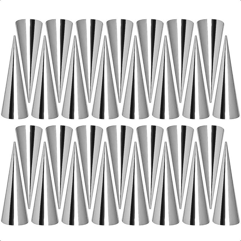 Pack 30 Molde Cannoli Metálico Molde Croissant Molde Cono Gris