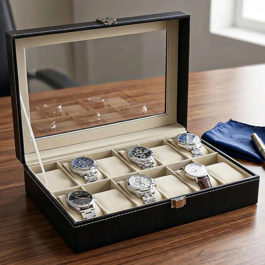 Porta Relojes Organizador De Reloj Caja De Reloj 12 Pzas Negro