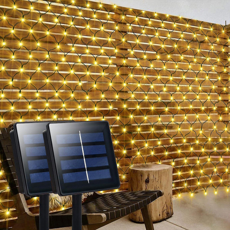 Pack 2 Luces Navidad Solares Luces Red Navidad Luces Terraza Amarillo