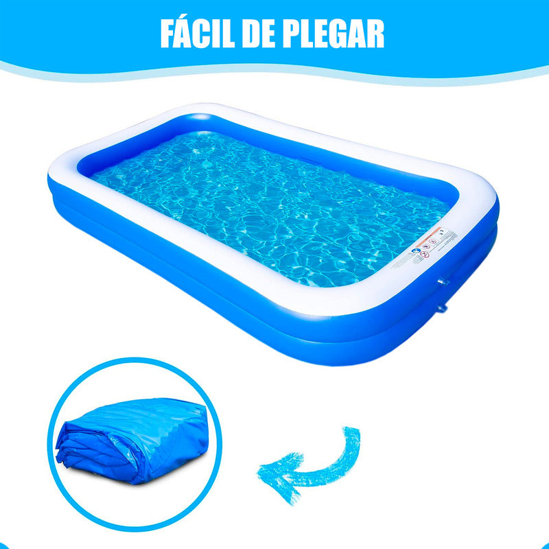 Piscina Para Niños Piscina Rectangular Familiar 260x170x50cm Azul