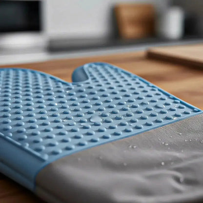 Guantes Para Horno Toma Ollas Guantes De Silicona Cocina Color Azul Puntos