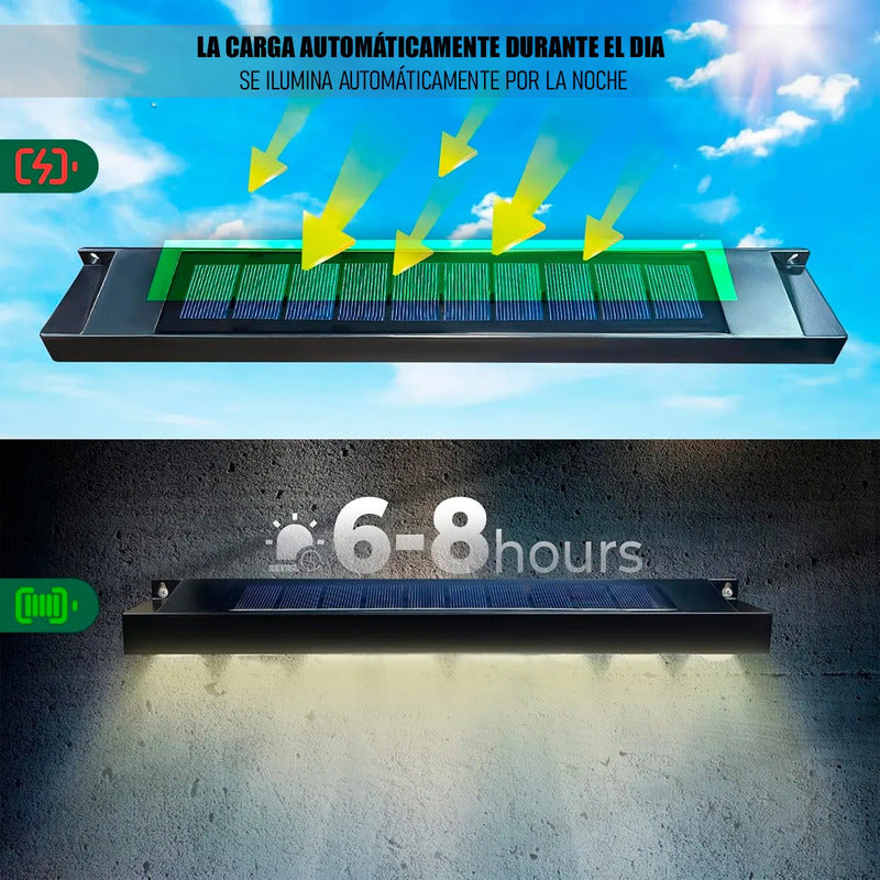Aplique De Pared Lampara Led Focos Exterior Solar Apliques Led Exterior Abs Jardin 10w 25x4cm Okshop Pack 4 Lampara Muro Inalambrica Aire Libre Carga Automatica Ip65 Negro/calida