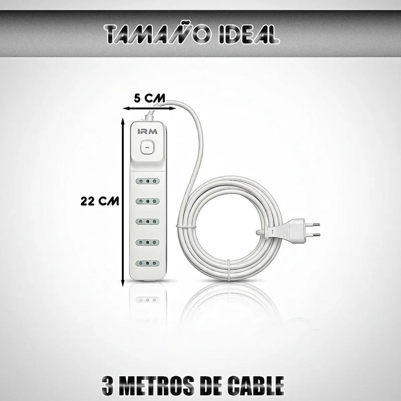 Alargador De Zapatilla Arcashopping Con 5 Tomas Y Cable De 3 Metros Blanco