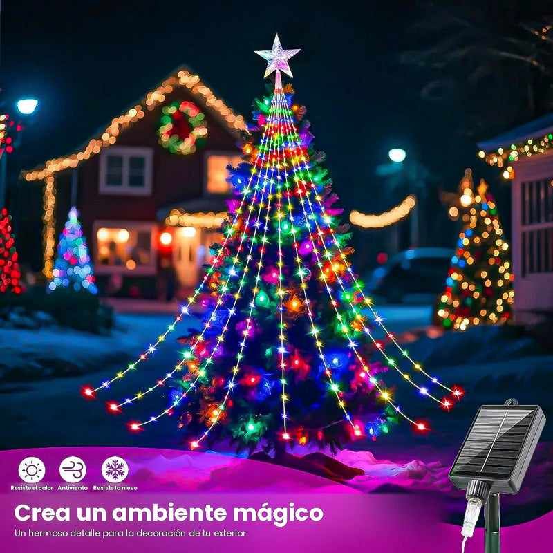Luces Arbol Navidad Guirnaldas Solares Luces Navidad Solar Amarillo