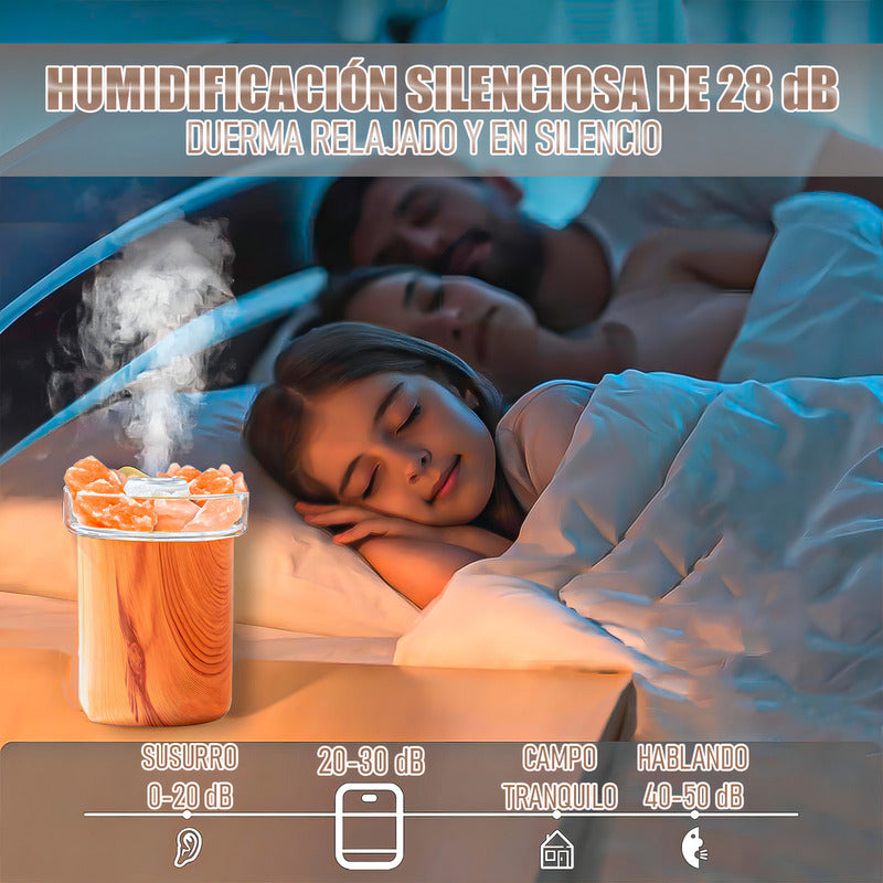 Humidificador Arcashopping Sal De Roca 280 Ml Luz Nocturna Usb Marrón Claro