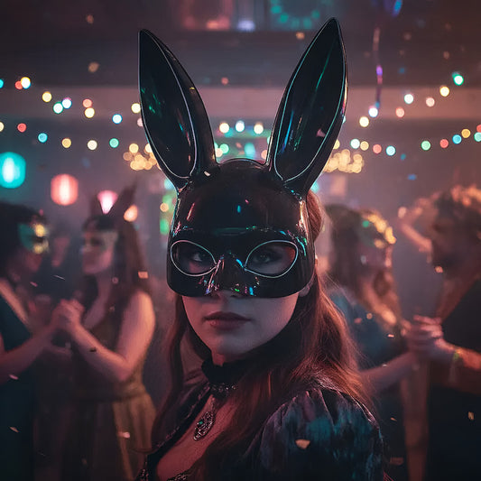 Mascara De Conejita Con Luces Mascara Para Halloween Disfraz Negro Conejito