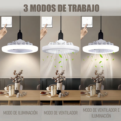 Lámpara De Techo Ventilador Arcashopping Led Con Control Remoto Y Roscada E27 Blanco