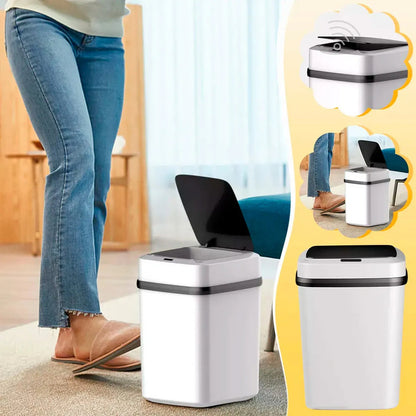 Basurero Con Sensor Basurero Automatico Papelera Inteligente Basurero Cocina Plastico Manual Okshop Cubo De Basura Inteligente Papelero Basurero Automático Papelera De Sensor Automatico Blanco