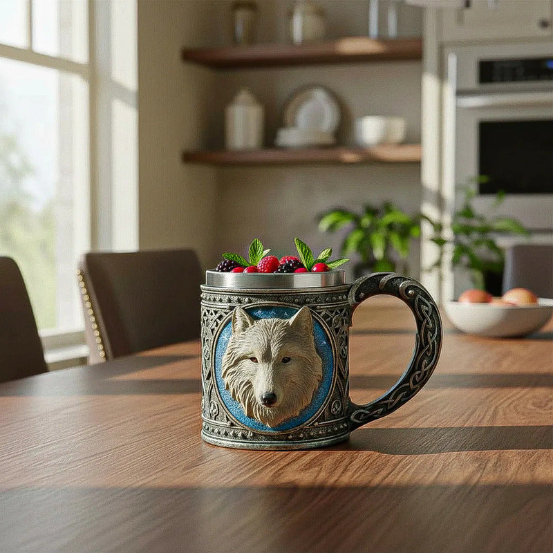 Taza Grande Taza Lobo Game Of Throne Tazon Mug Acero Inoxida Gris