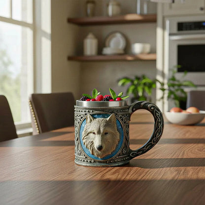 Taza Grande Taza Lobo Game Of Throne Tazon Mug Acero Inoxida Gris