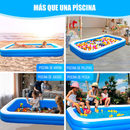 Piscina Para Niños Piscina Rectangular Familiar 260x170x50cm Azul