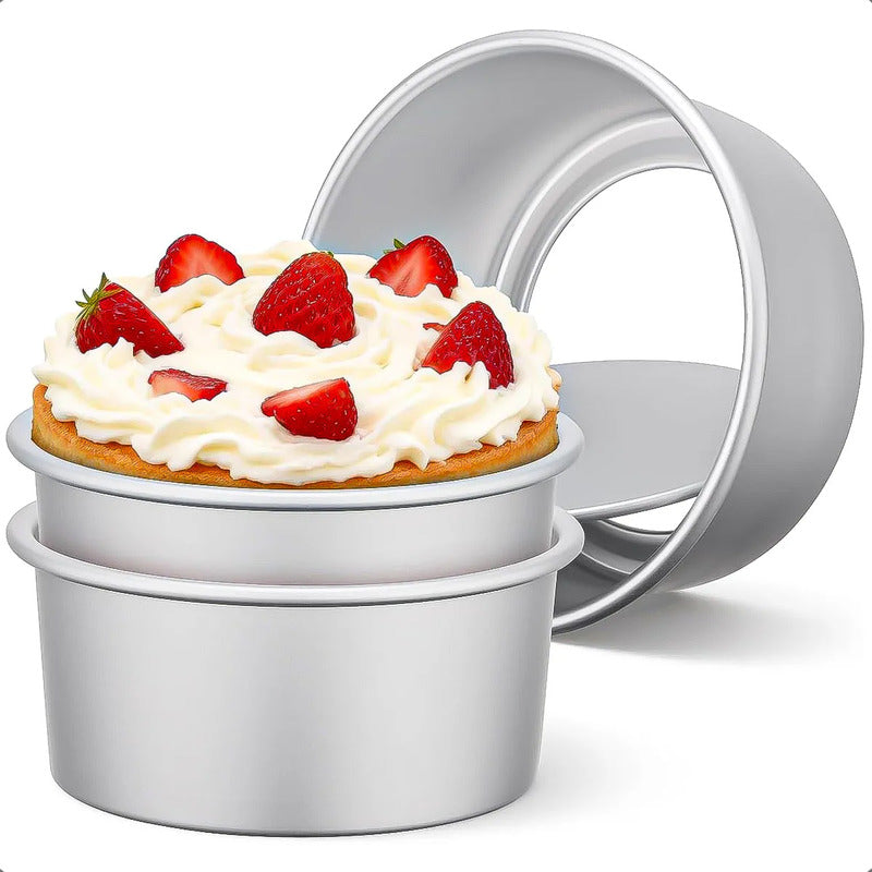 Pack 2 Moldes Queque Molde Torta Desmontable 15cm Aluminio Gris