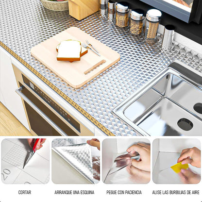 Pack 2 Papel Antigrasa Cocina 3 Metros Papel Aluminio Tapiz