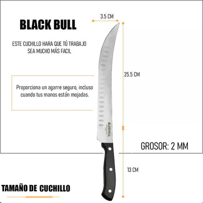 Cuchillo De Cocinero Rebanador Cuchillo Chef Profesional Cuchillos Rebanadores Black Bull Acero Inoxidable Okshop Cuchillos De Cocina Tratamiento Antioxidante Abs Mango Espiga Completa 38,5cm