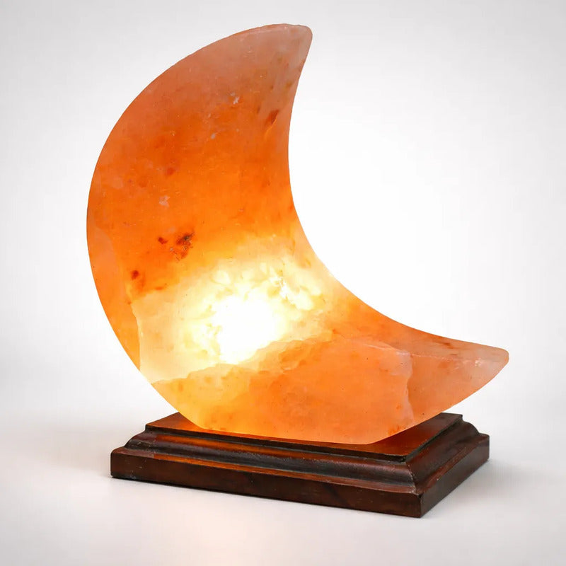 Lampara De Sal Himalaya Lampara De Sal Decorativa Forma Luna Naranja