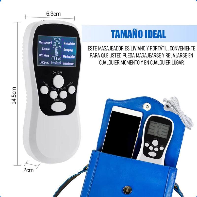 Electroestimulador Muscular Electrofisico Tens 4 Electrodos Blanco