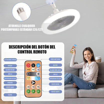 Lámpara De Techo Ventilador Arcashopping Led Con Control Remoto Y Roscada E27 Blanco