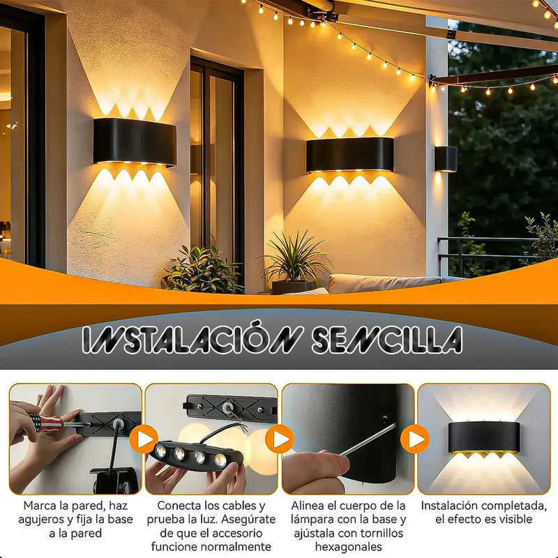 Aplique De Pared Lampara De Muro 8w Luces Pared Aplique Muro Luz Cálida Okshop Lámpara De Pared De Aluminio Luces De... Negro