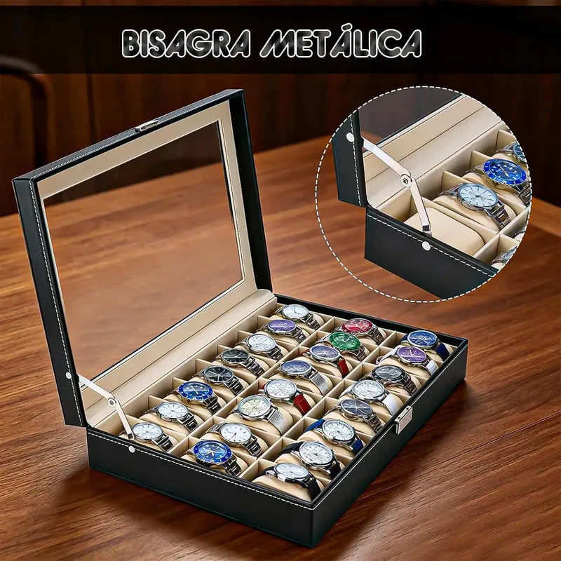 Porta Relojes Organizador De Reloj Caja De Reloj 24 Piezas Okshop Caja De Reloj Con 24 Ranuras Cajara Organizadora De... Negro