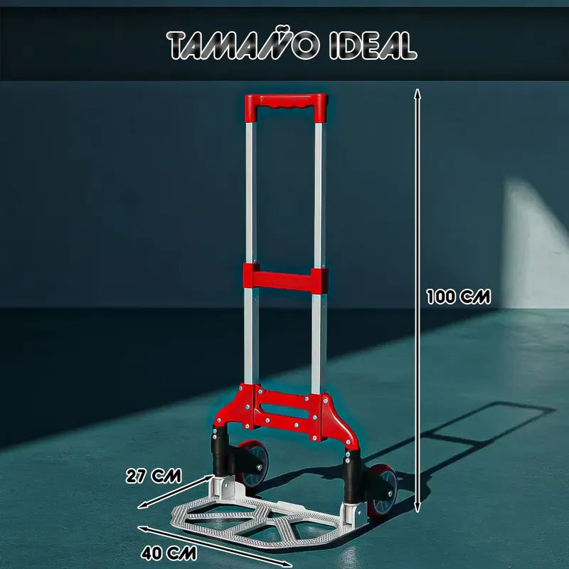 Carro De Mano Plegable De Aluminio Okshop Para Carga De 80 Kg Rojo